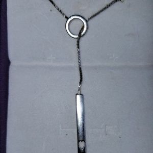Sterling Silver Bar Lariat with a heart Necklace
